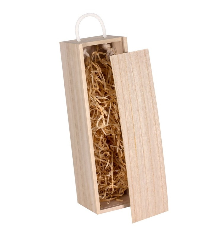 Wooden winebox from natural wood with front to print
