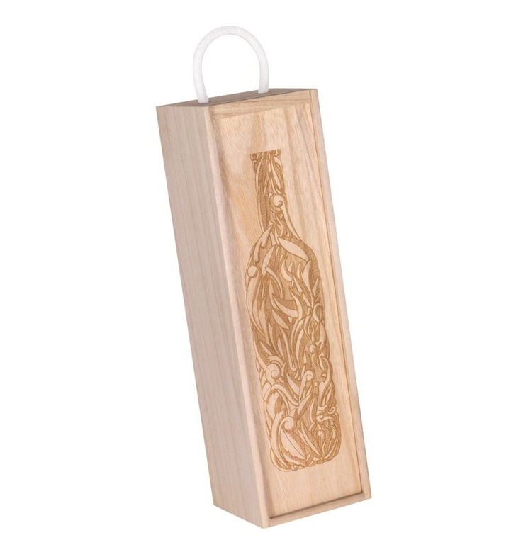 Wooden winebox from natural wood with front to print