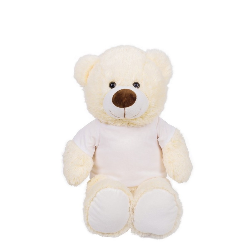 Cream teddy bear with T-shirt suitable for sublimation