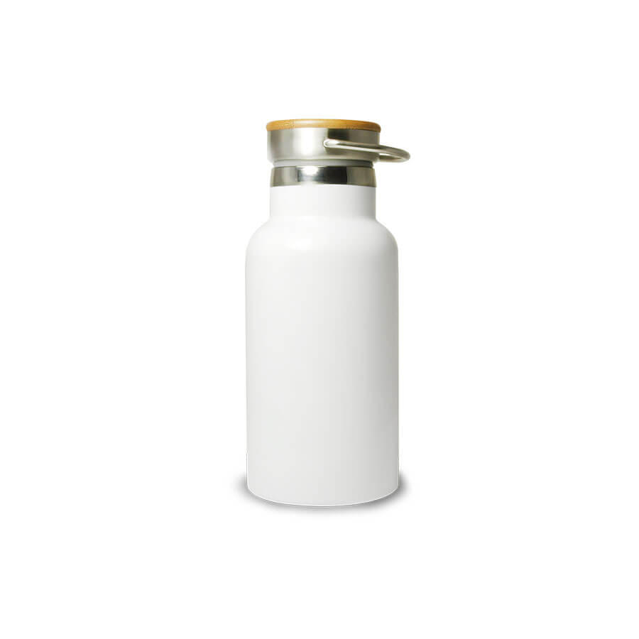 Metal thermal bottle with bamboo lid for sublimation