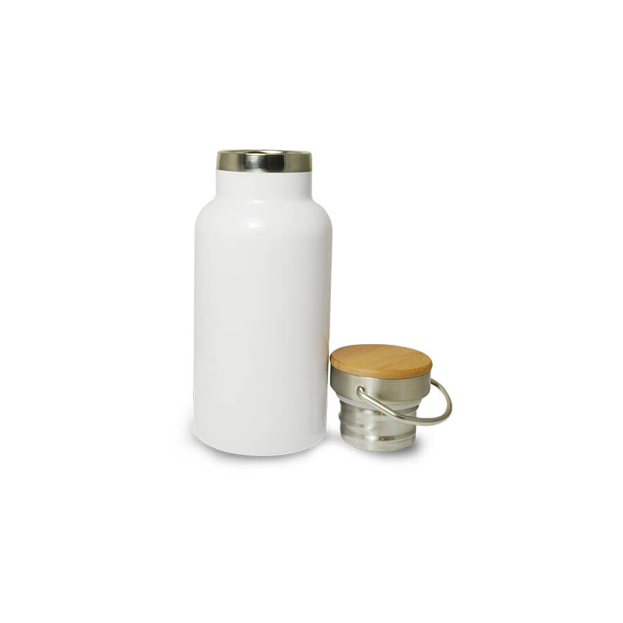 Metal thermal bottle with bamboo lid for sublimation