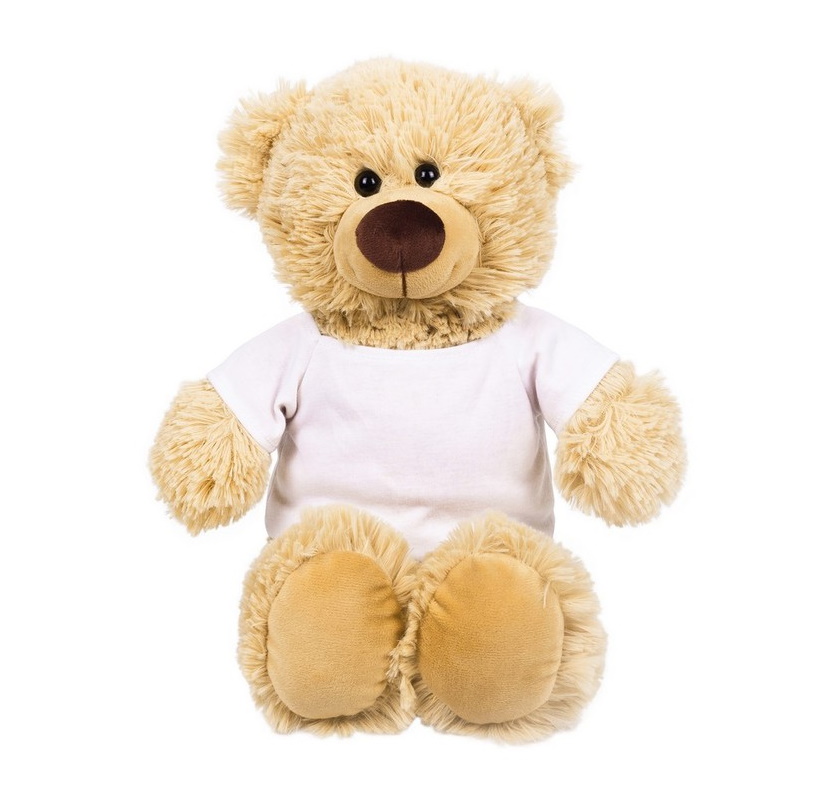 Beige teddy bear with T-shirt suitable for sublimation