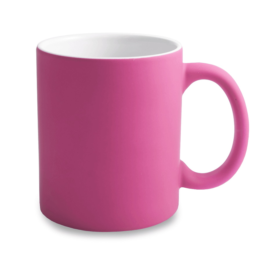Rubber coated neon mug for engraving