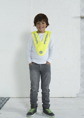 Yellow, reflective V-vest for kids
