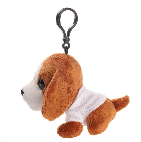 1pc Sitting Alphabet Dog Shaped Keychain Plush Toy Car Key Ring