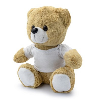 Beige teddy bear with T-shirt suitable for sublimation