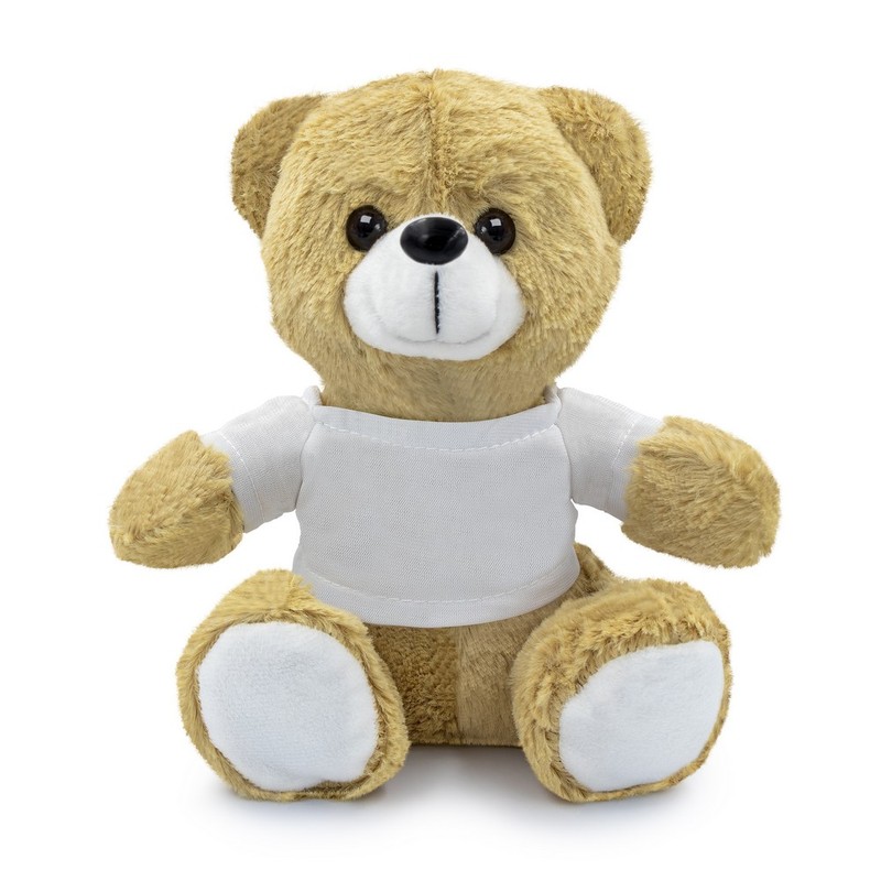Beige teddy bear with T-shirt suitable for sublimation