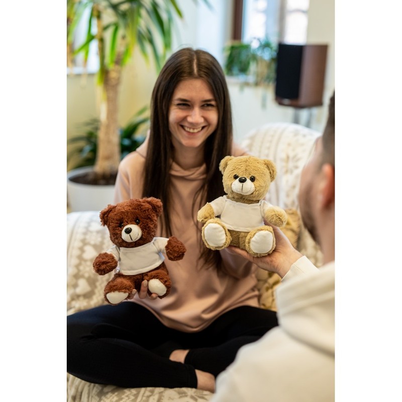 Beige teddy bear with T-shirt suitable for sublimation