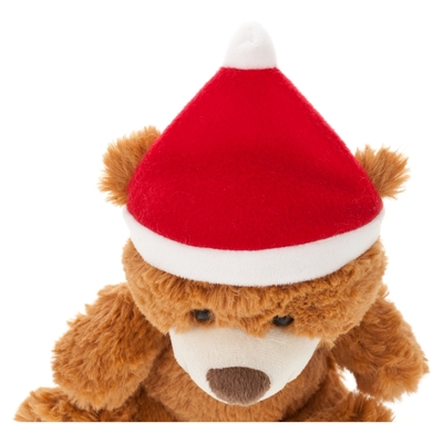 Brown teddy bear with Santa suit