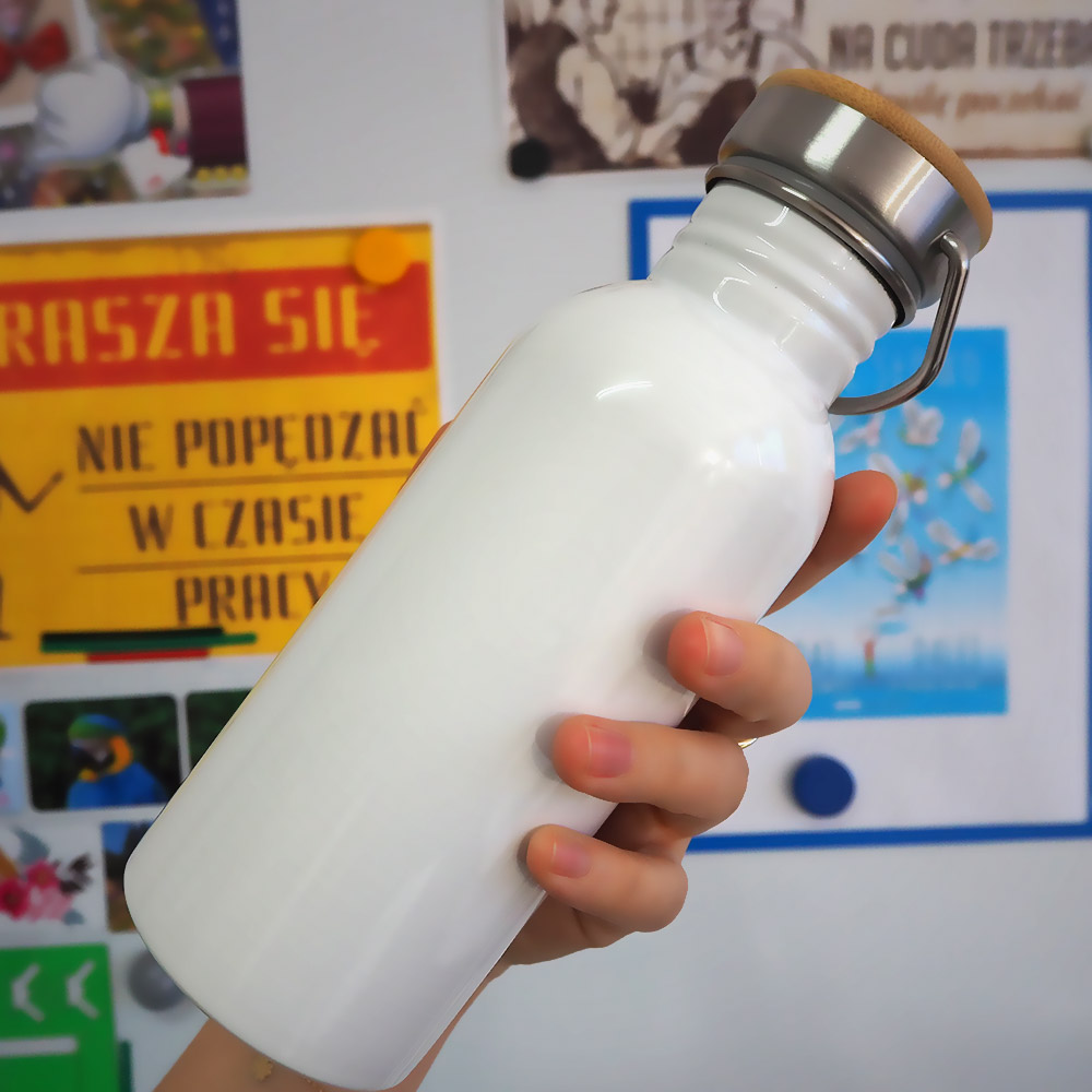 Metal bottle with bamboo lid for sublimation