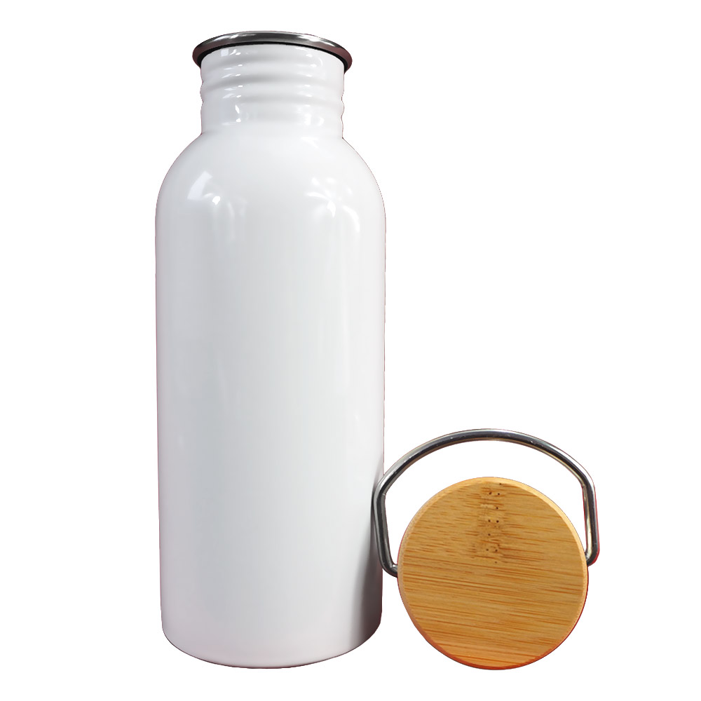 Metal bottle with bamboo lid for sublimation