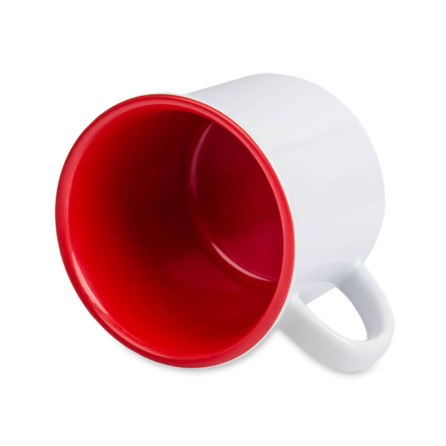 Vintage mug for sublimation - white with colour rim and inside