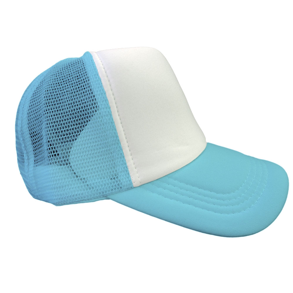 Cap with mesh back panels for sublimation