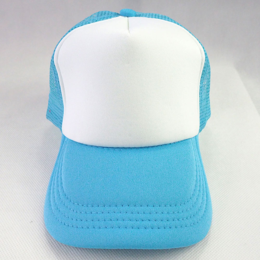 Cap with mesh back panels for sublimation