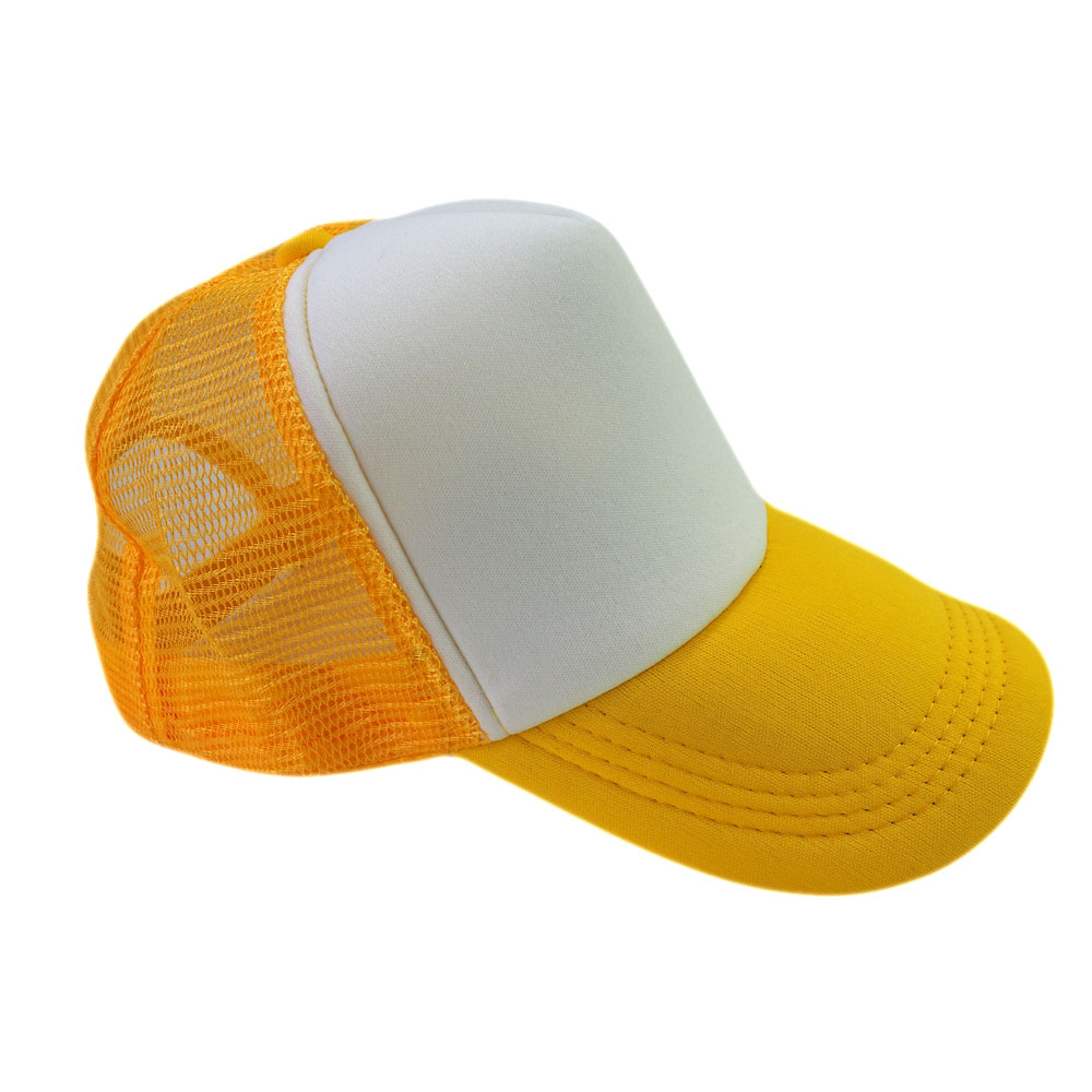 Cap with mesh back panels for sublimation