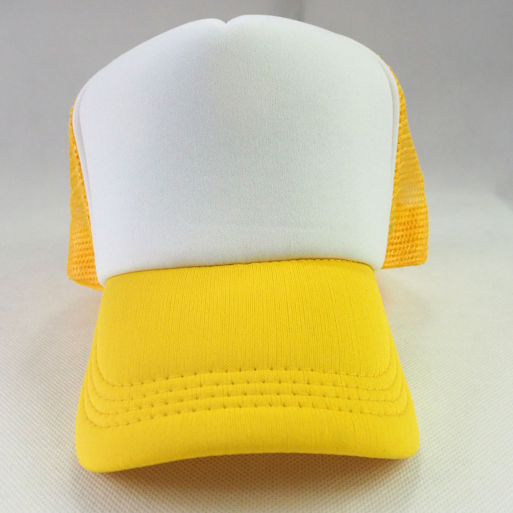 Cap with mesh back panels for sublimation