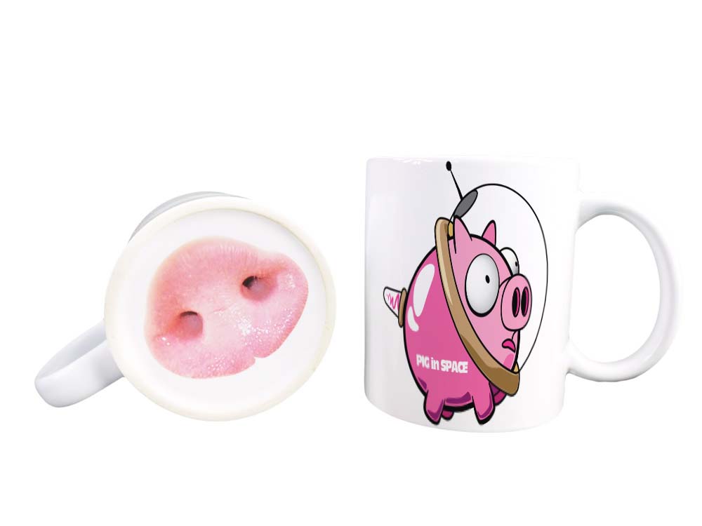 Sublimation mug with pattern on the bottom - pig