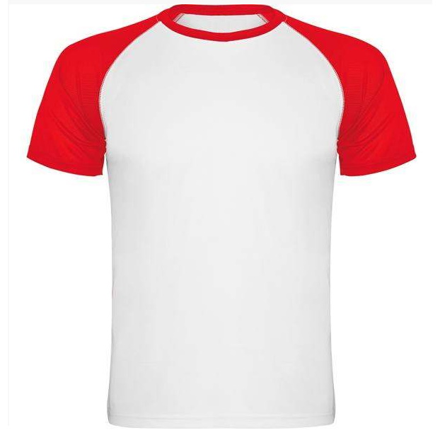 Kids' sublimation T-shirt with colour sleeves Basic weight: 140 g/m² Size:  8 years Colour: white and red