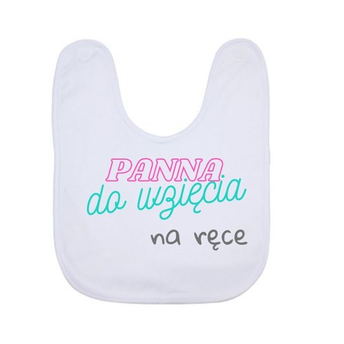 Baby bib for sublimation overprint with white frame