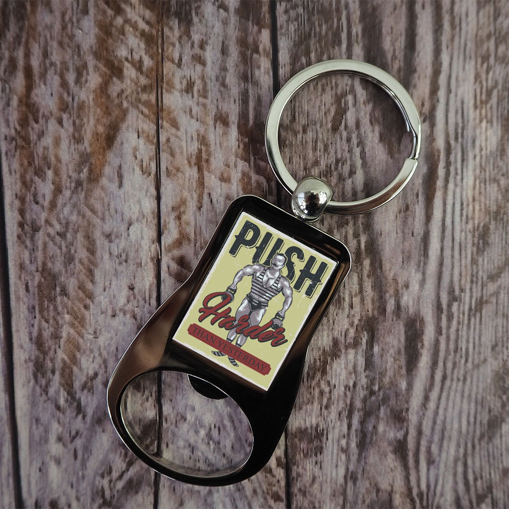 Metal keychain bottle opener for sublimation and engraving overprint