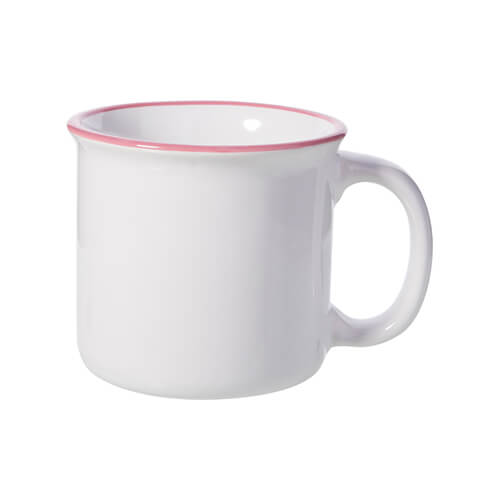 Vintage mug for sublimation - white with colour rim