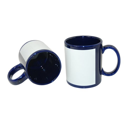 Navy blue mug with white field for sublimation