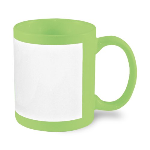 Light green mug with white field for sublimation