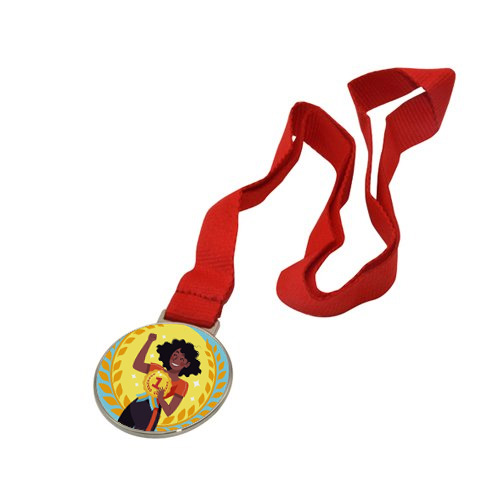 Medal with a red ribbon for sublimation