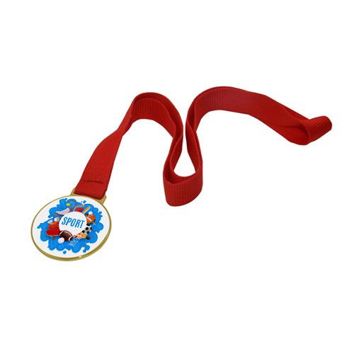 Medal with a red ribbon for sublimation