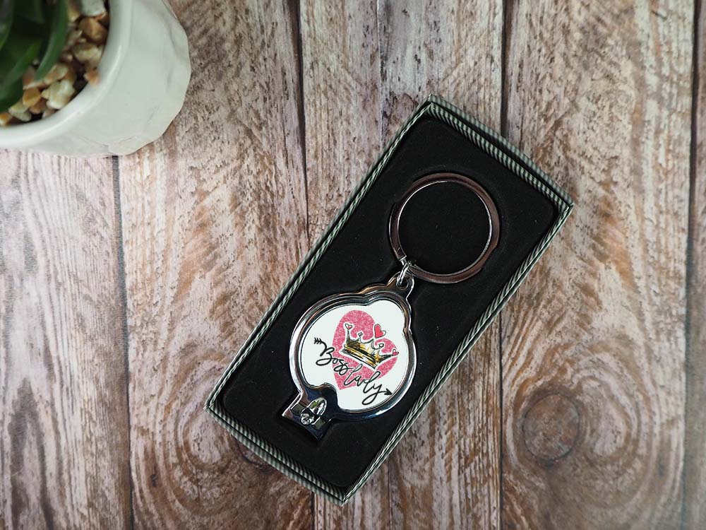 Nail-cutter and bottle-opener metal keychain for sublimation and engraving