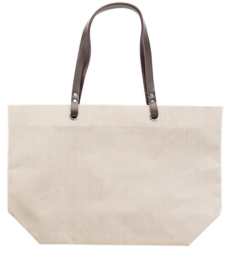 Shopping bag with leather handle
