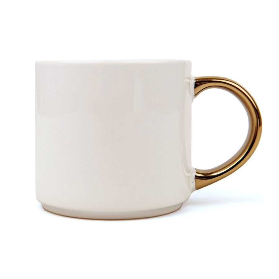 Wide mug for sublimation with gold handle