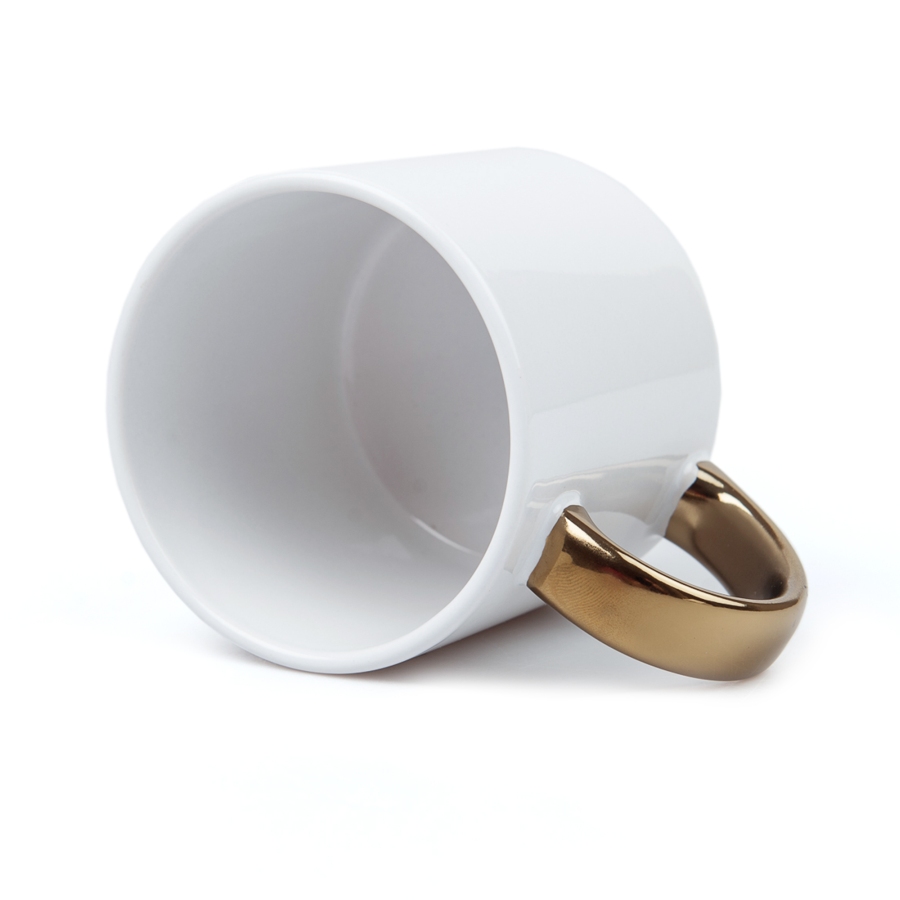 Wide mug for sublimation with gold handle