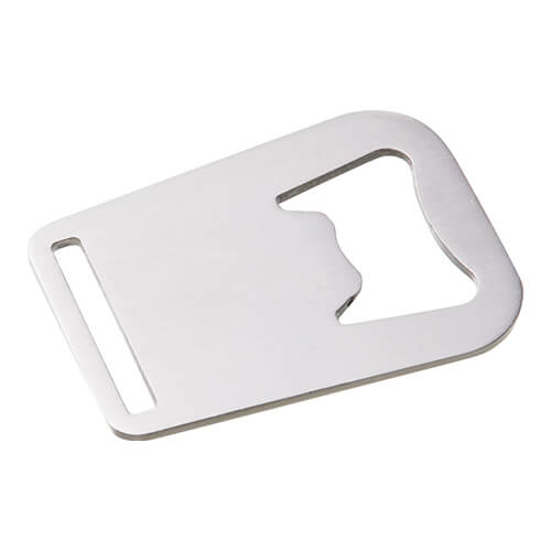 Metal bottle opener for sublimation Dimension: 3,8 x 7 cm Colour: silver