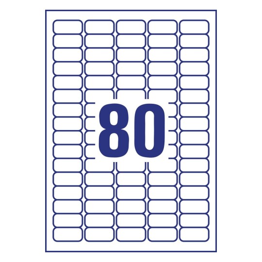 Self-adhesive paper labels for difficult surfaces for all types of printers - 80 labels per sheet