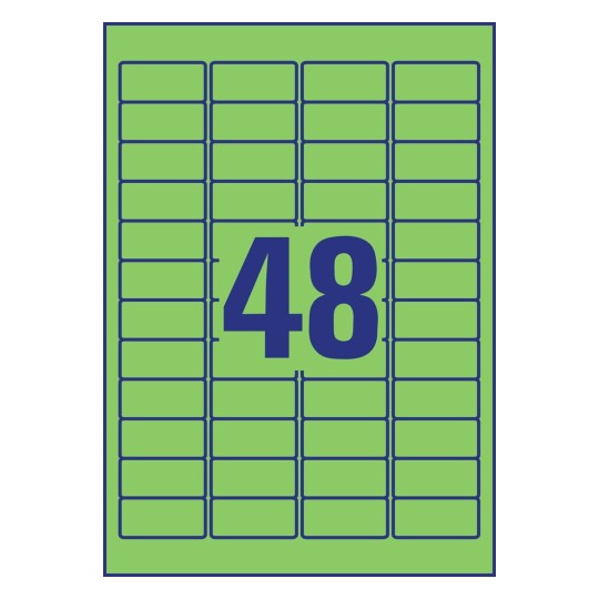 Self-adhesive removable colored paper labels for all types of printers - 48 labels per sheet