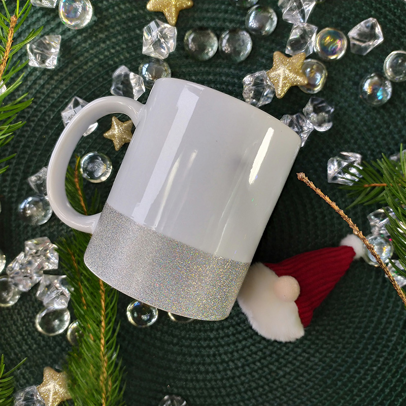 Sublimation mug with glitter stripe