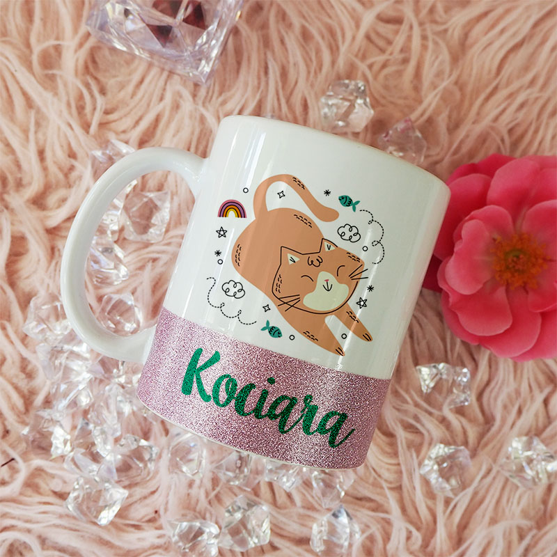 Sublimation mug with glitter stripe