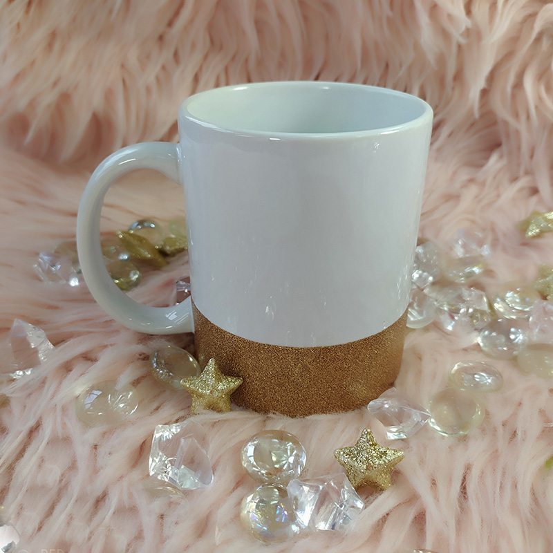 Sublimation mug with glitter stripe