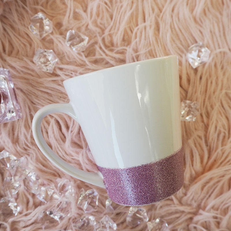Latte mug for sublimation with glitter stripe
