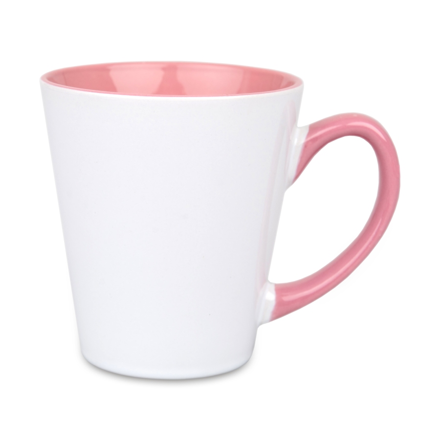 Latte mug for sublimation with colour handle and inside