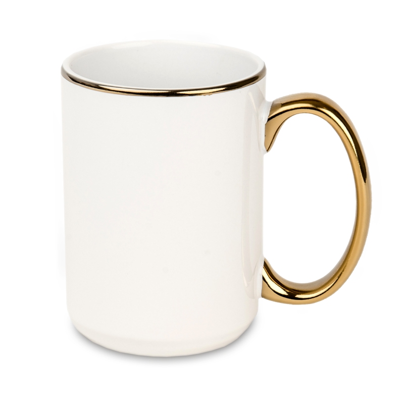 Big gold handle and rim sublimation mug
