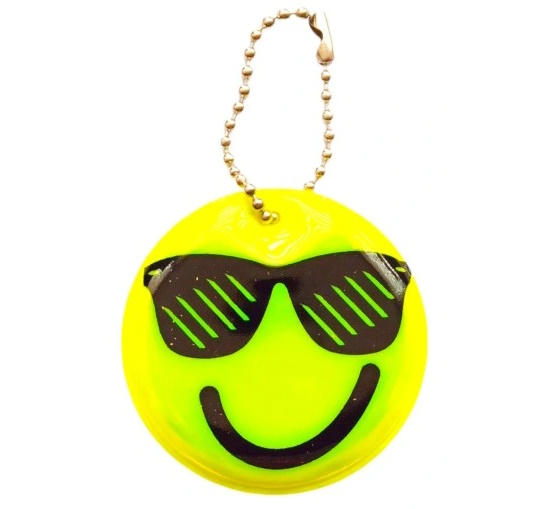 Reflective label - keychain - dark sunglasses emoji