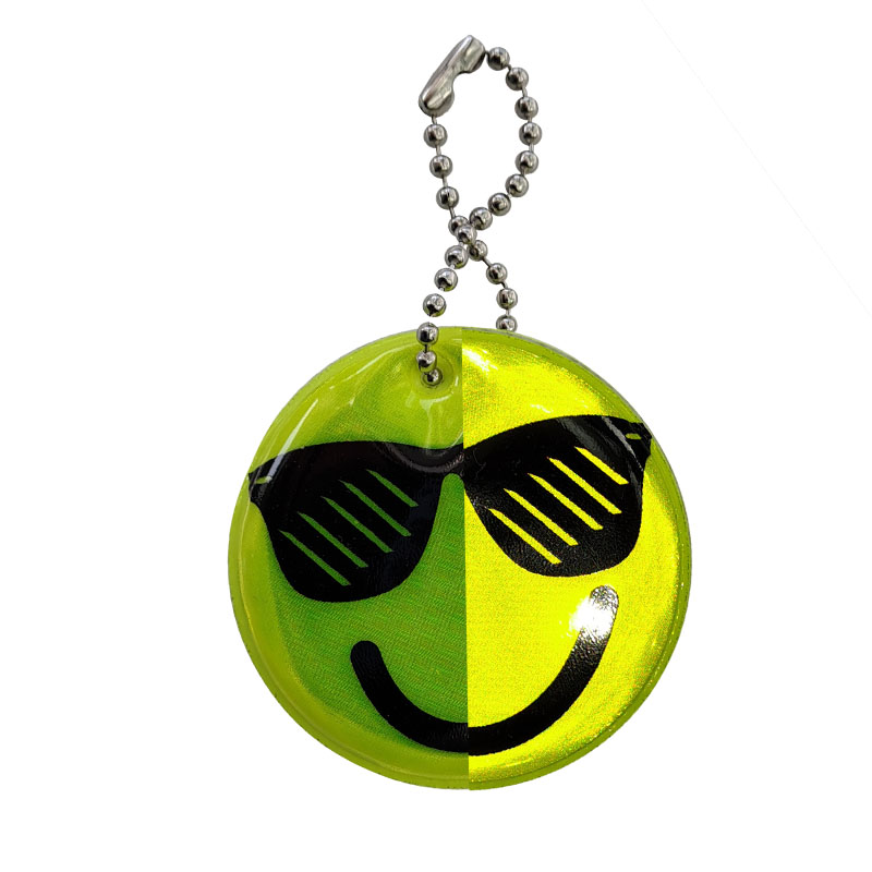 Reflective label - keychain - dark sunglasses emoji