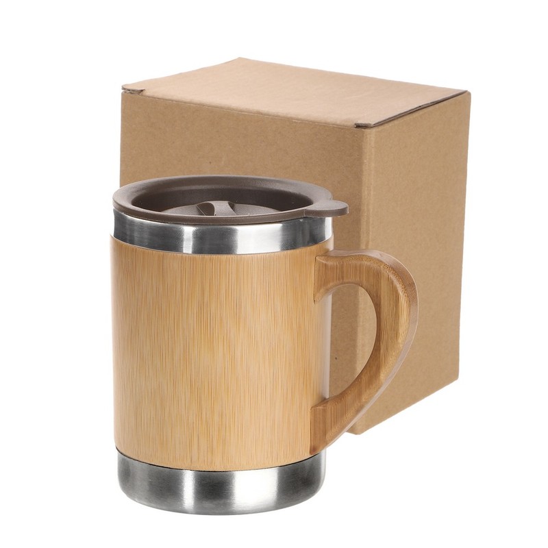 Bamboo thermal mug with handle