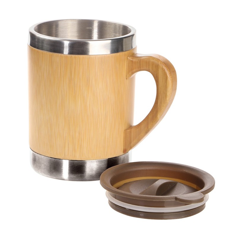 Bamboo thermal mug with handle