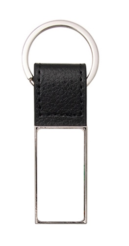 Eco leather keychain with a rectangular, metal plate for sublimation - 12 pieces