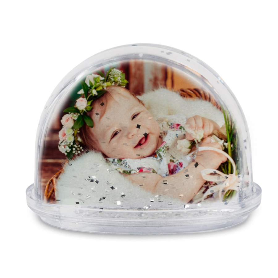 Photoglobe - silver glitter flakes