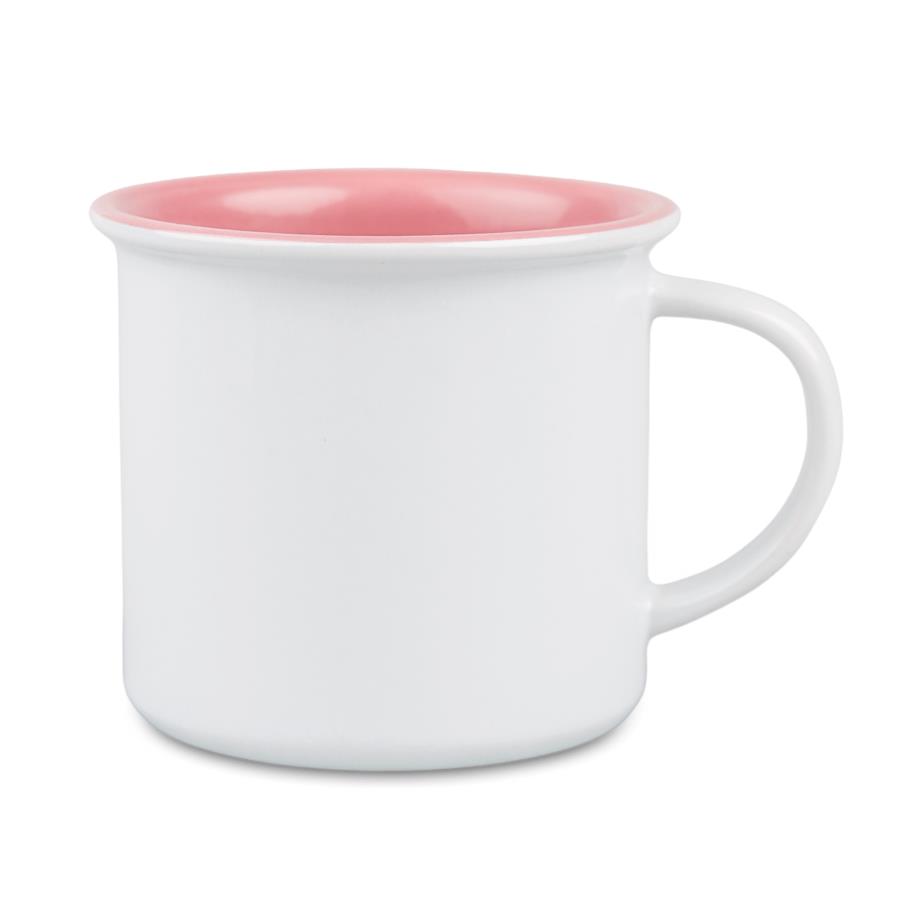 Retro Style Ceramic Sublimation Mug - White with Colored Interior and Rim