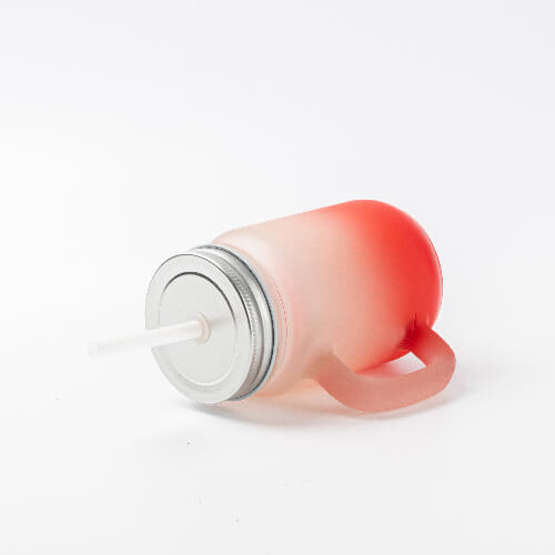 Frosted Glass Mason Jar with Metal Lid and Straw for Sublimation and Engraving
